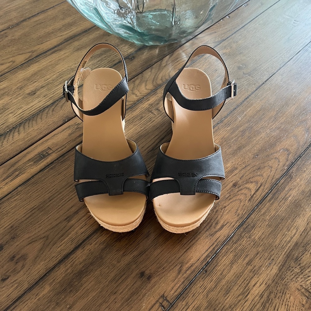 UGG Black Women's Wedge Sandals